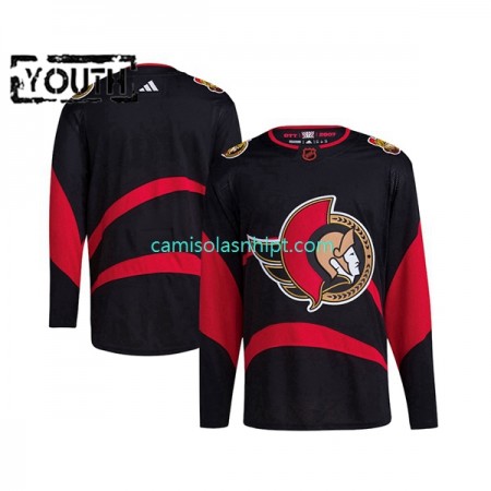 Camiseta Ottawa Senators Blank Adidas 2022-2023 Reverse Retro Preto Authentic - Criança
